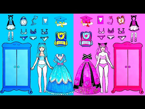 Paper Dolls Dress Up - Costumes Decorate Opposing Room Dresses Handmade Quiet Book - Barbie Story