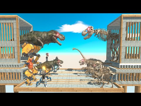 ⚡KING CYBER T-REX vs KING SKELETON T-REX on Arena   - 🦖 Animal Revolt Battle Simulator 🦕