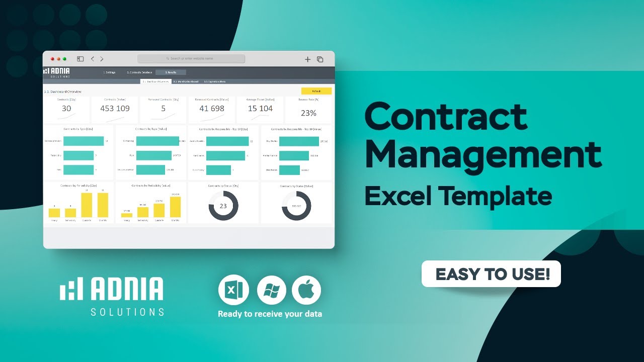 Contract Management Excel Template | Track Agreements & Key Deadlines