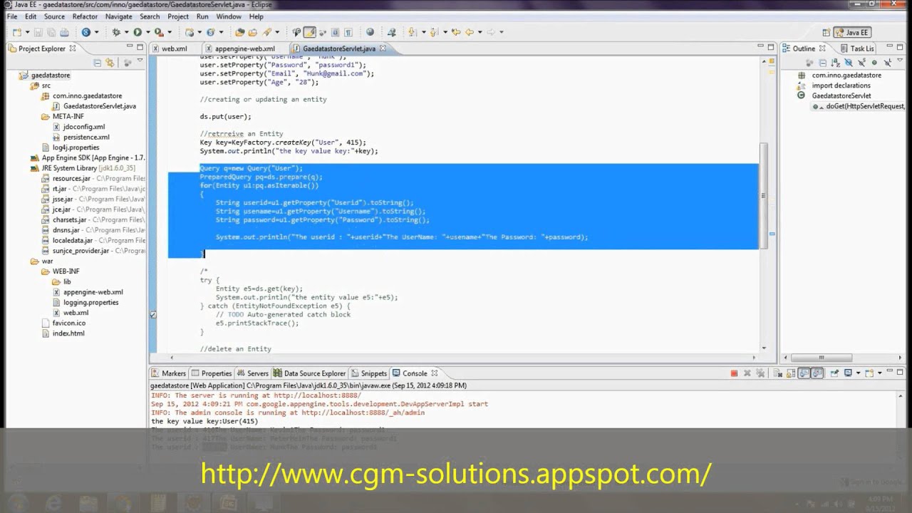 Google App Engine Datastore Using Java