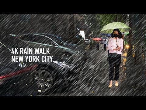 4K Heavy Rain Walk : Roaming Around West Village NYC Manhattan at 3 am Rain ASMR : New York City
