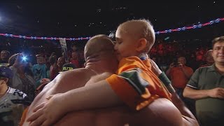 Seven-year-old cancer survivor Kiara Grindrod meets John Cena and Sting: WWE Raw, Sept. 14, 2015