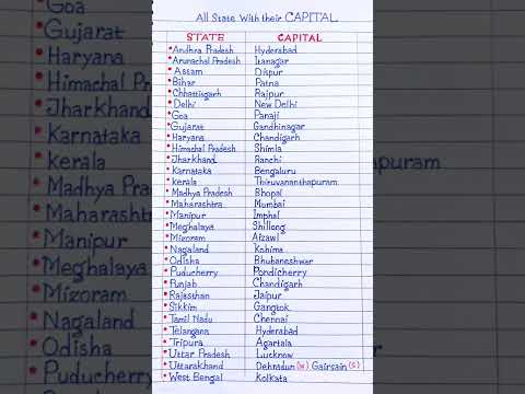 All state with their capital name - West Bengal, Maharashtra, Delhi   #shorts