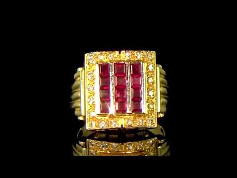 14k Yellow Gold Ruby and Diamond Ring