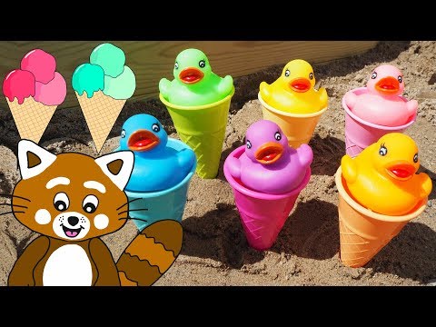 Lek och lär dig färger med Pukkins - Rolig lek med glassar - Lek med oss