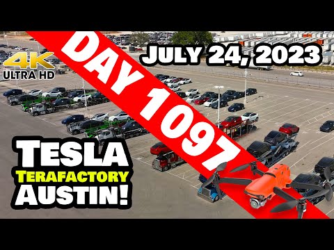 MODEL Ys POURING OUT OF GIGA TEXAS! - Tesla Gigafactory Austin 4K  Day 1097 - 7/24/23 - Tesla Texas