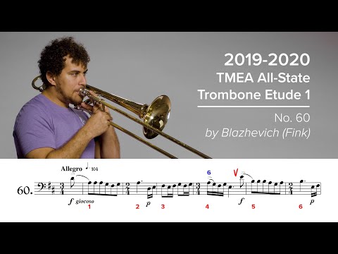 2019-2020 TMEA All-State Tenor Trombone Etude #1 - No. 60 by Blazhevich/Fink