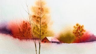 Peaceful Watercolor landscape Painting | Step by Step for Beginners