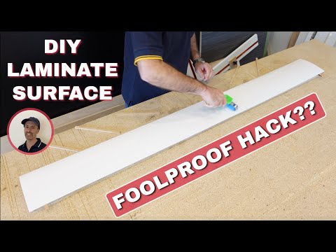Part of a video titled How to Apply Sheet Laminate | DIY Laminate Surface - YouTube