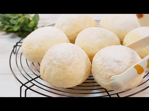 焼き立てふわふわミルクパン【こねずにタッパで混ぜるだけ】【Make without kneading】 Fluffy milk bread