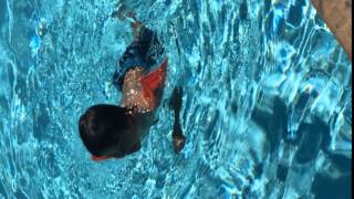 Jonah swimming in the 6 feet deep pool 8-25-2015.