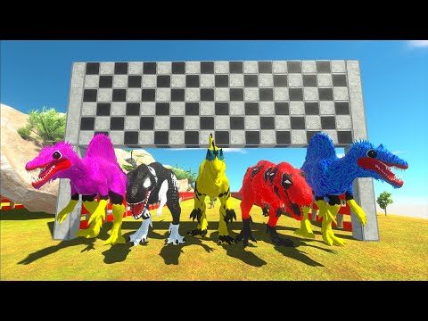 Hunting found Jurassic world evolution 3 Spino vs 2 T-rex Huggy Wuggy - Dinosaurs Race Champions