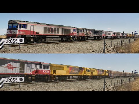 5PM9 Seven Diesel Locomotive Lashup Including Aurizon ACB4405 & ACB4401 (13/1/2019) - PoathTV Trains