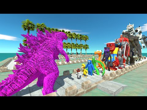 Godzilla Purple vs Mechagodzilla COCONUT DEATH RUN - Animal Revolt Battle Simulator
