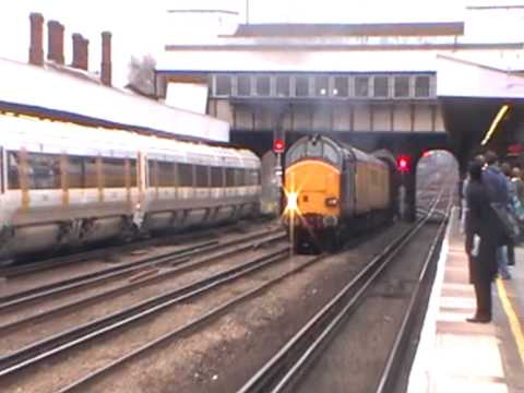 **BEAST** 37610 'T.S. (Ted) Cassady 14.6.61 - 6.4.08' & 37038 Thrash Past Tonbridge 19/04/10