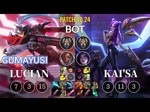 T1 Gumayusi Lucian vs Kai'Sa Bot - KR Patch 10.24