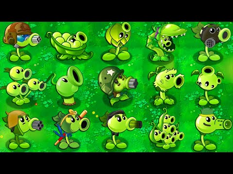 All PEA GREEN Plants Max Level Power-Up! vs Gargantuar (Modern Day) - Plants vs Zombies 2 (PVZ2)