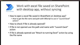 Power Automate Desktop: Work with excel file saved on SharePoint with desktop app, without syncing