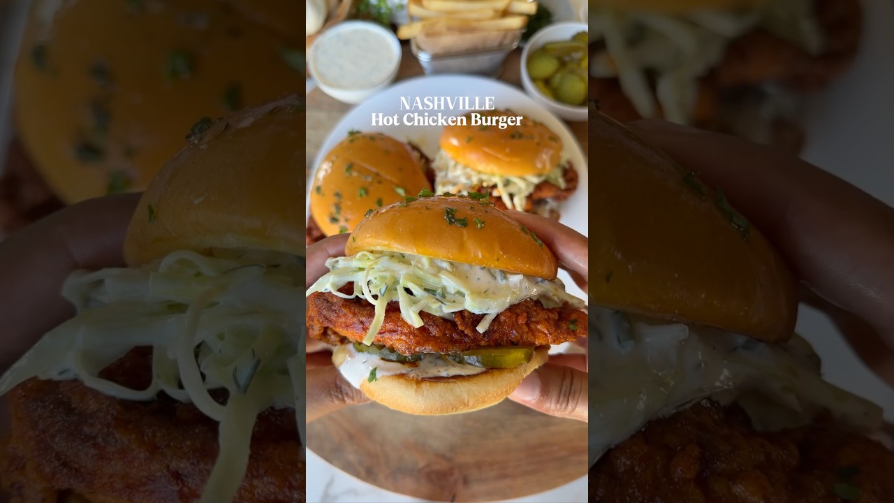 Nashville Hot Chicken Burgers 🍔 #burger #chickensandwich #chicken #Recipe #foodie #food #eat #fyp