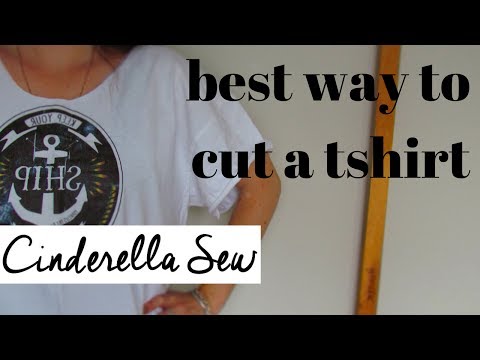 Best way to cut a tshirt - Cut off collar and make sleeves shorter - Easy t-shirt DIY cutting