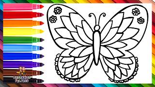 Desenhar E Colorir Uma Borboleta 🦋🌈 Desenhos Para Crianças