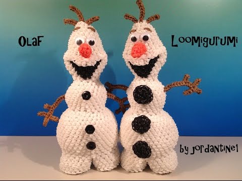 Olaf Loomigurumi Amigurumi Frozen Snowman Part 2 - Rainbow Loom Band Crochet Hook Only Лумигуруми