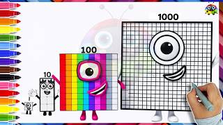 Numberblocks 1000,100,10 & 1 Drawing & Coloring For Kids | Learn To Draw Numberblock Easy Art  Start