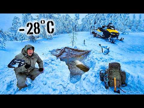 24h ÜBERLEBEN bei -28°C mit Schneemobil in SCHWEDEN | Survival Mattin