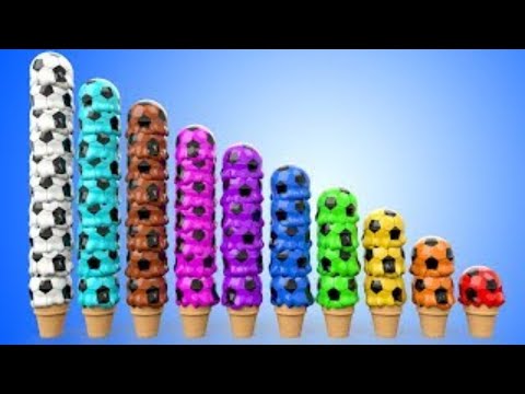 Ice Cream Scoops Soccer Balls to Learn Colors and Numbers for Kids - 3D Toddler Learning Videosbaby