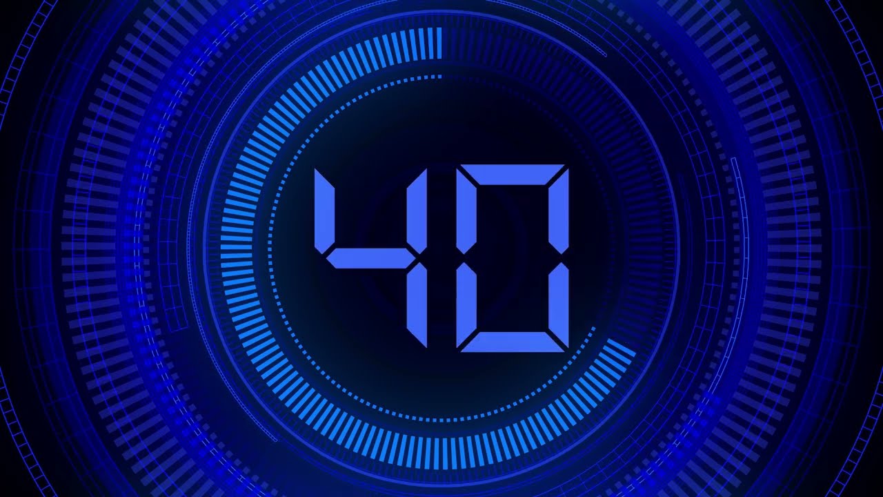 60 seconds Digital countdown Blue Technology Background  | Free Stock Video without Watermark
