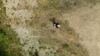 Drone-flight after work is done, Hagen, June 2021, drone-pilot picking drone back
