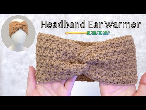 Crochet Twisted Headband, Ear Warmer - Trinity Stitch Pattern