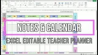 Editing the Notes and Monthly Calendar pages | Video 7 | Excel Editable Digital Teacher Planner