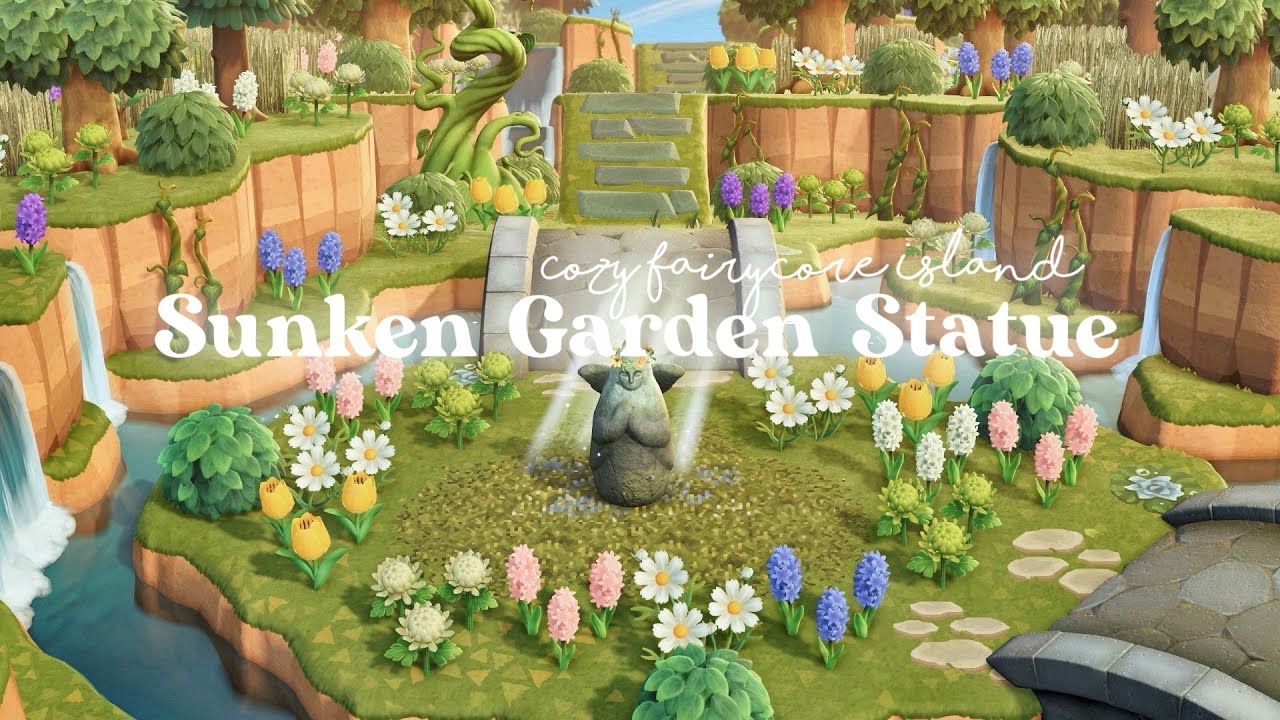 あつ森 | 沈んだ谷と女神像 | 花畑クリエイト | 妖精の自然島🧚 | Sunken Garden Statue Fairycore | Animal Crossing New Horizons