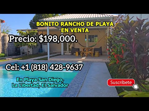 En Venta, Rancho En Playa San Diego La Libertad. $198,000. Cel: +1 (818) 428-9637