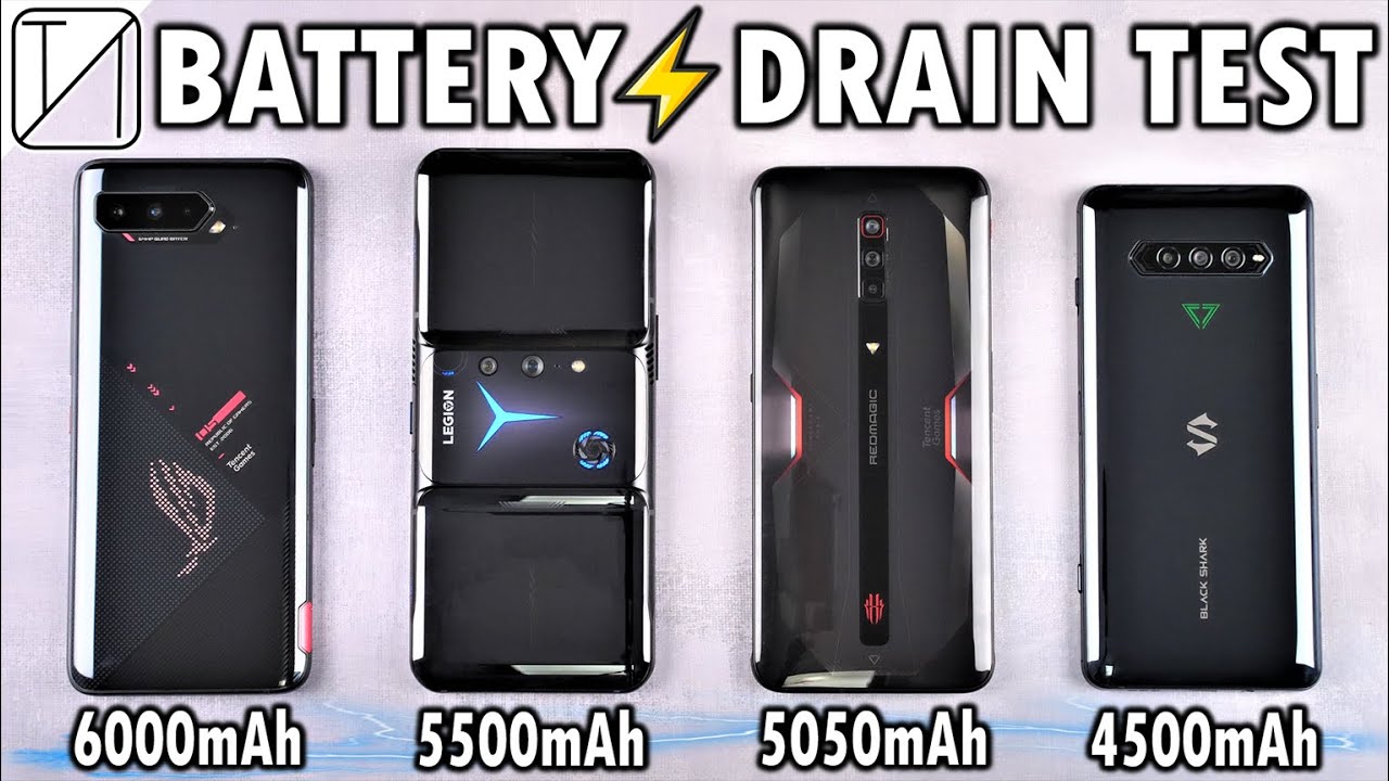 Asus ROG Phone 5 vs Legion Phone 2 Pro vs RedMagic 6 vs Black Shark 4 Pro Battery Life DRAIN TEST!