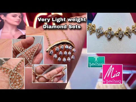 Very Light Weight Diamond Necklace Sets From Mia by Tanishq/Real Diamond Jewellery/Vadodara/Deeya