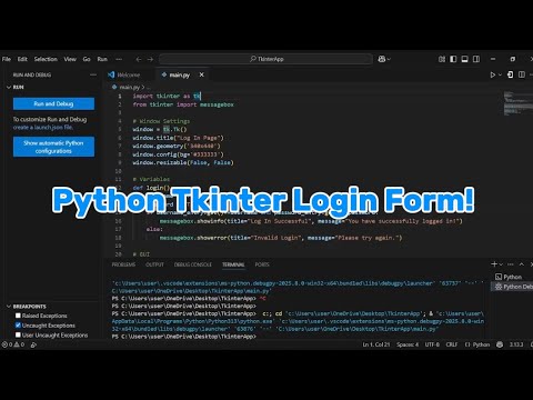 Basic Login Form Python Tkinter Music