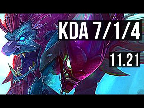 TRUNDLE vs KHA'ZIX (JNG) | 7/1/4, 700+ games, Dominating | NA Diamond | 11.21