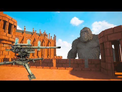 Zenitka against 12 King Kongs attacking the castle