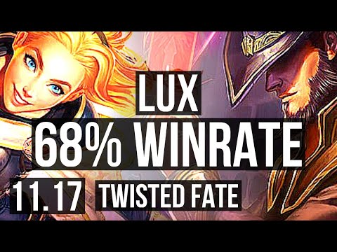 LUX vs TWISTED FATE (MID) | 8/0/6, 68% winrate, Legendary | NA Master | v11.17