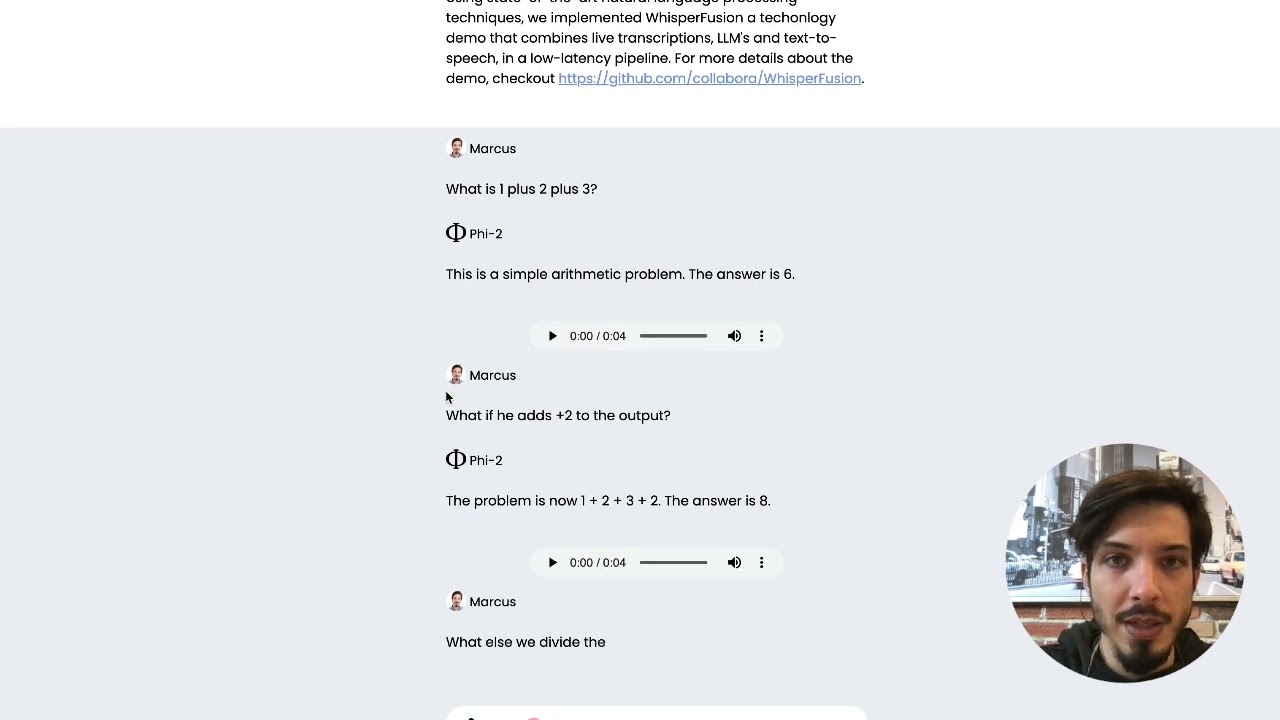 Doing math with WhisperFusion: Ultra-low latency conversations with an AI chatbot