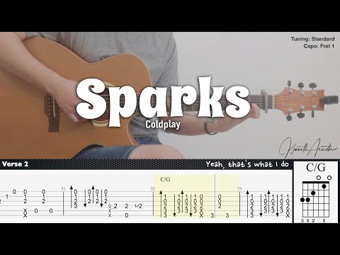 Sparks - Coldplay | Fingerstyle Guitar | TAB + Chords + Lyrics