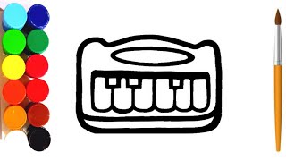 How to Draw a Piano Music For Kids Step by Step and Coloring | Piano Drawing for Kids #piano #music