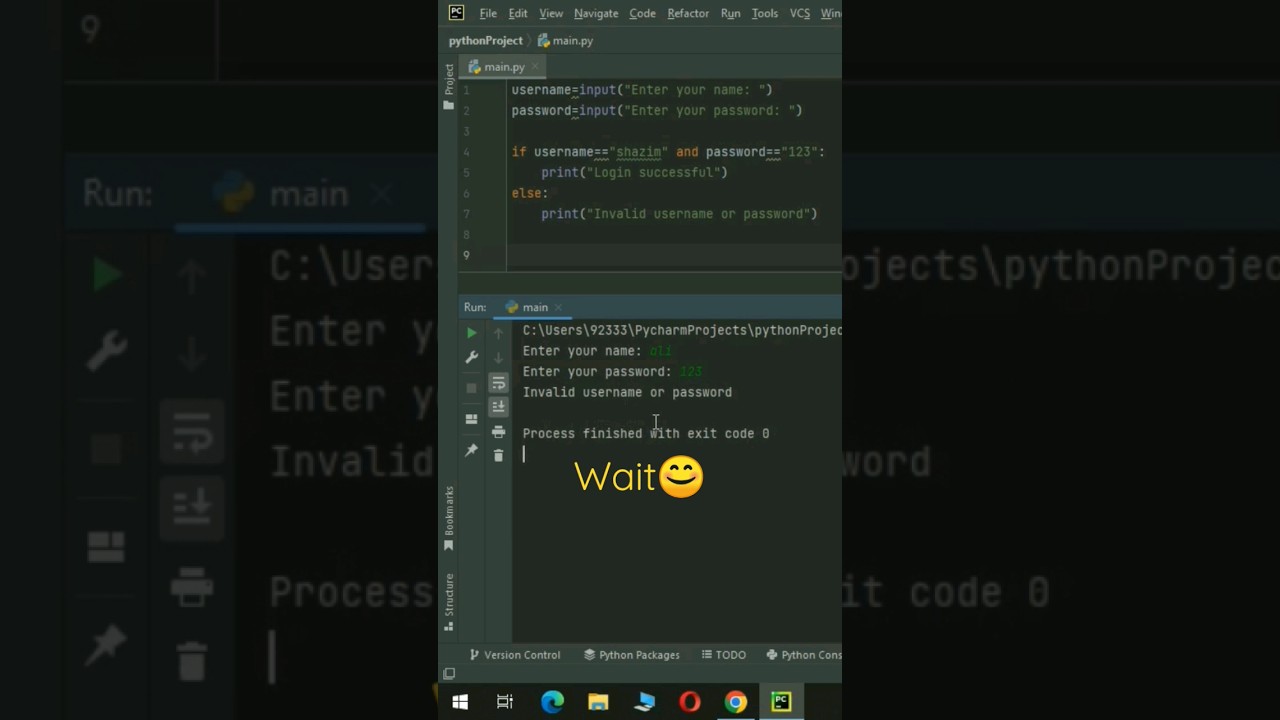 Program For Login (Username & Password ) In Python | #shorts #shortvideo #short #python
