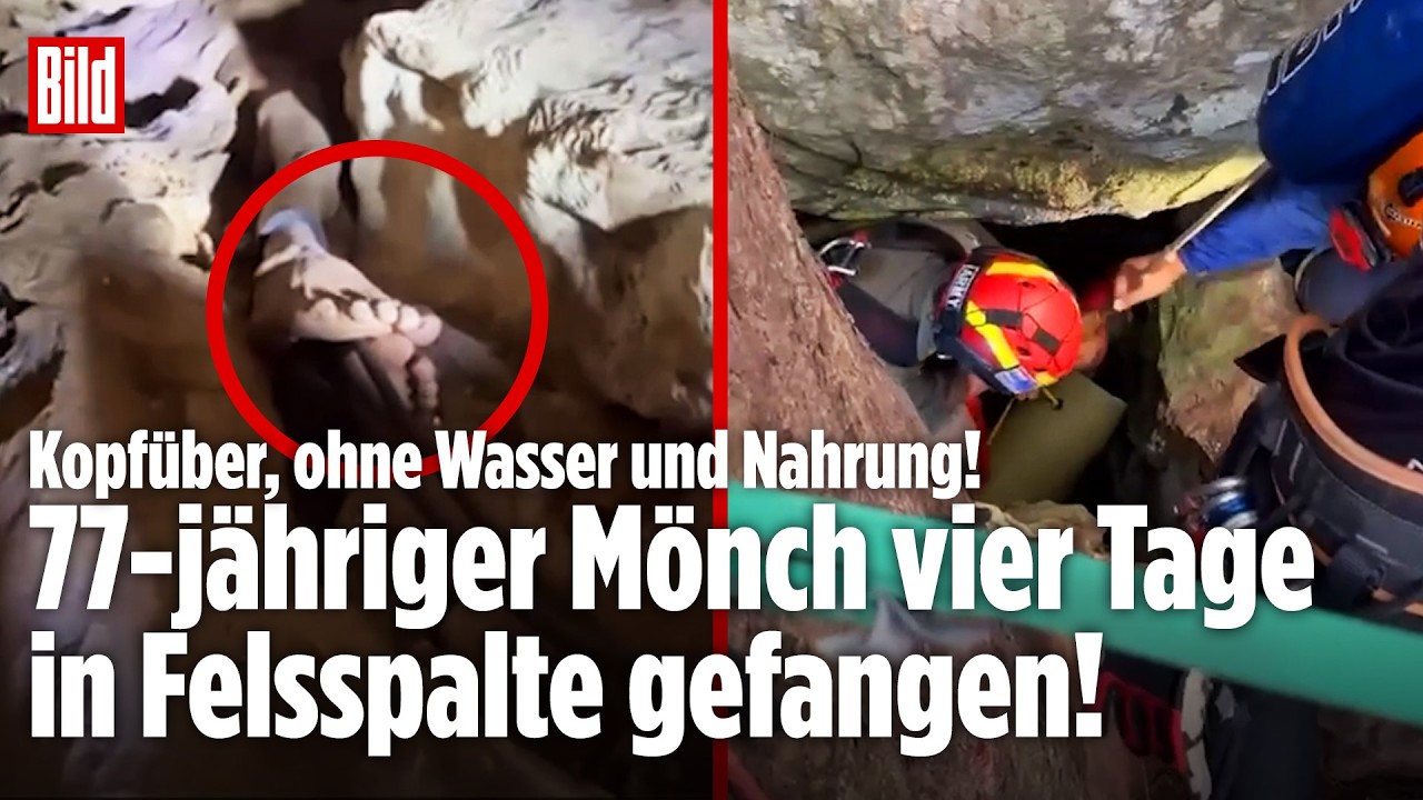 RETTUNG IN LETZTER SEKUNDE: Mönch vier Tage kopfüber in Felsspalte gefangen!