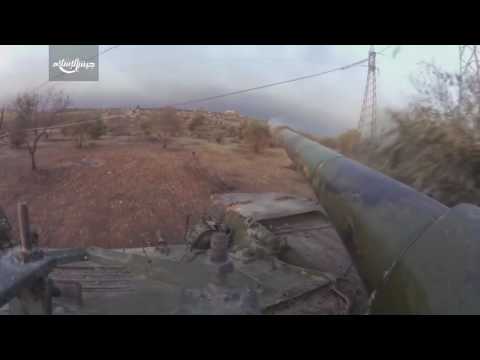 تقرير ميداني يظهر دبابة تقتحم نقاط قوات النظام في جبهات ريف حلب الجنوبي برفقة مقاتلي جيش الإسلام