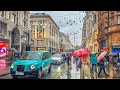 London Rain Walk ️ Mayfair Soho Covent Garden Trafalgar Square Tour 4K HDR
