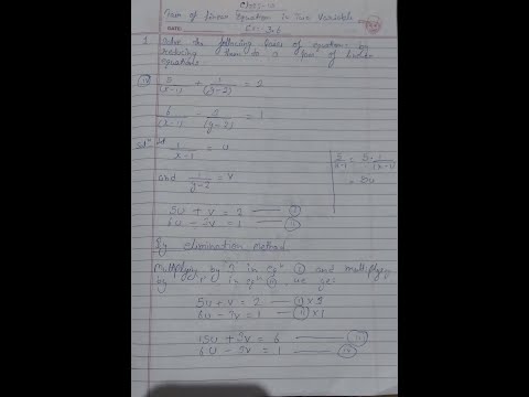 Solve the following pairs of equations by reducing then(iv) 5/(x-1)+1/(y-2)=2 6/(x-1)-3/(y-2)=1