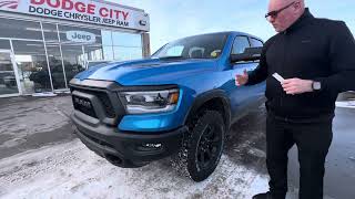 New Ram Rebel with Rambox in Hydro Blue Pearl from Mark at Dodge City in Saskatoon